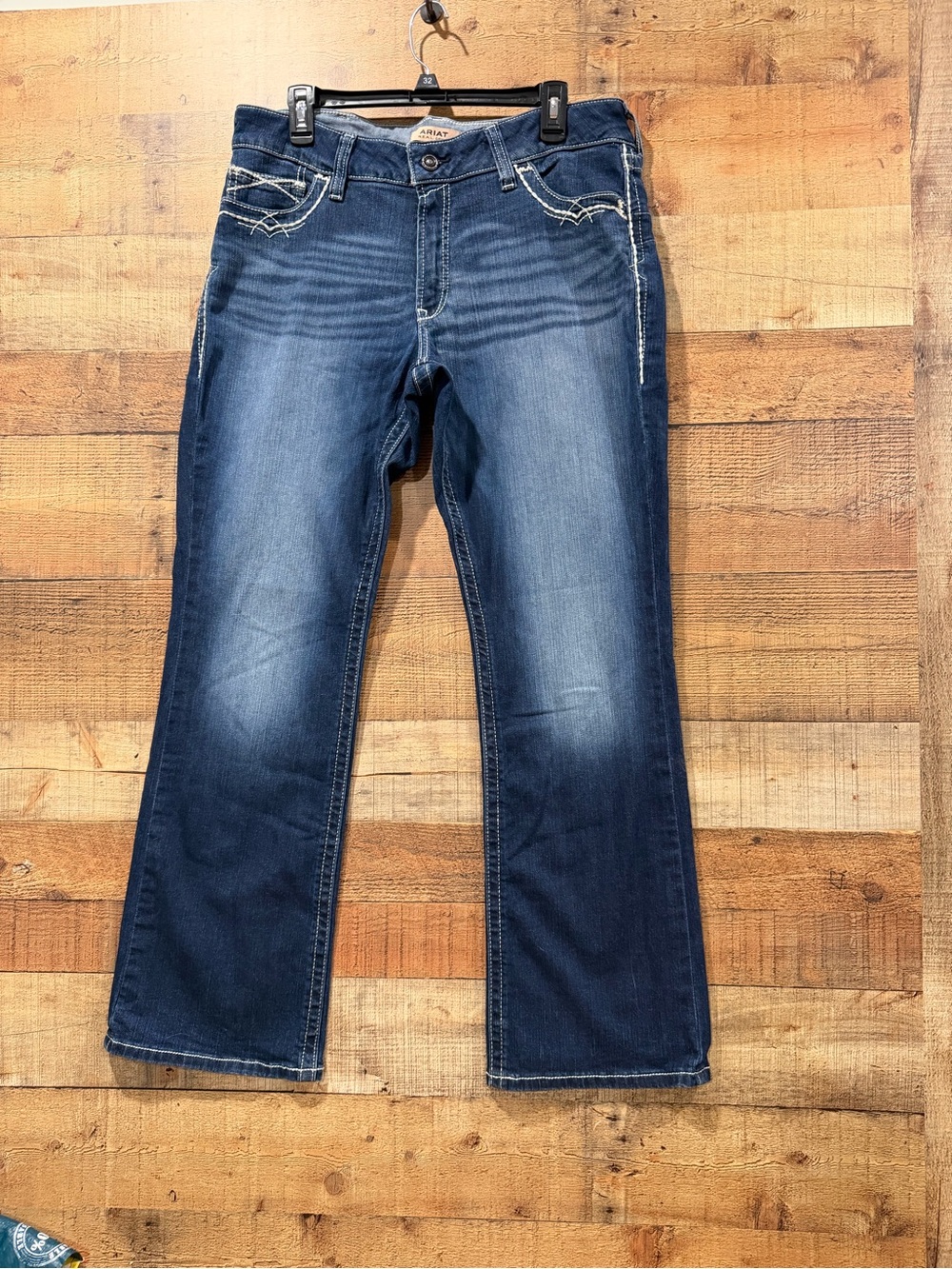 Ariat REAL Denim Women's Mid Rise Boot Cut Jeans in Medium Blue Wash Size 34R